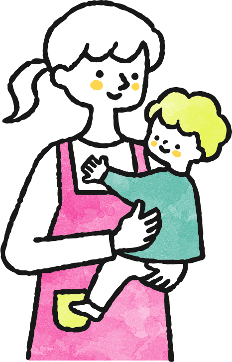 保育士と園児のイラスト